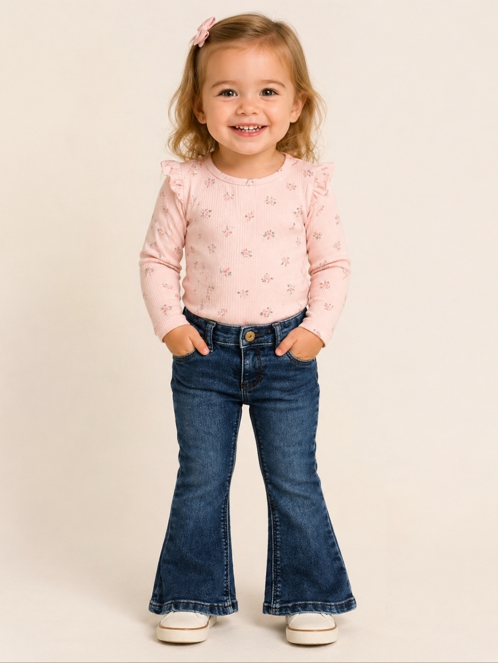 Jordache Toddler Girl Dark Wash Baby Boot Blue Jeans Size 2T‎ Adjustable Waist